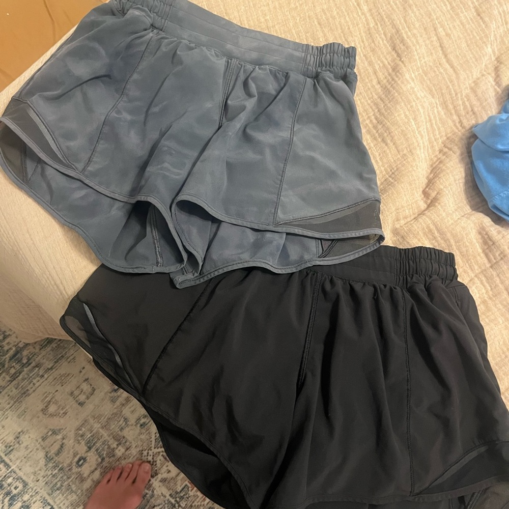 Charcoal Gray and Black lulu lemon athletic shorts